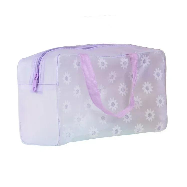 1 Pc PVC Transparent Cosmetic Bag Clear Makeup Bag for Women Girl Waterproof Zipper Beauty Case Travel Toiletry Bags Handbag