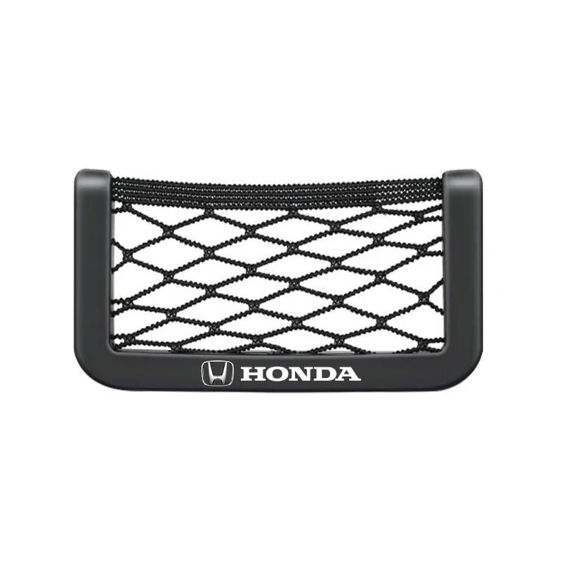 

2025 Car New Honda 1/2Pcs Car Net Bag Phone Holder Storage Net Box Pocket Organizer For Honda Civic Accord CRV HRV Fit Jazz City 1pcs