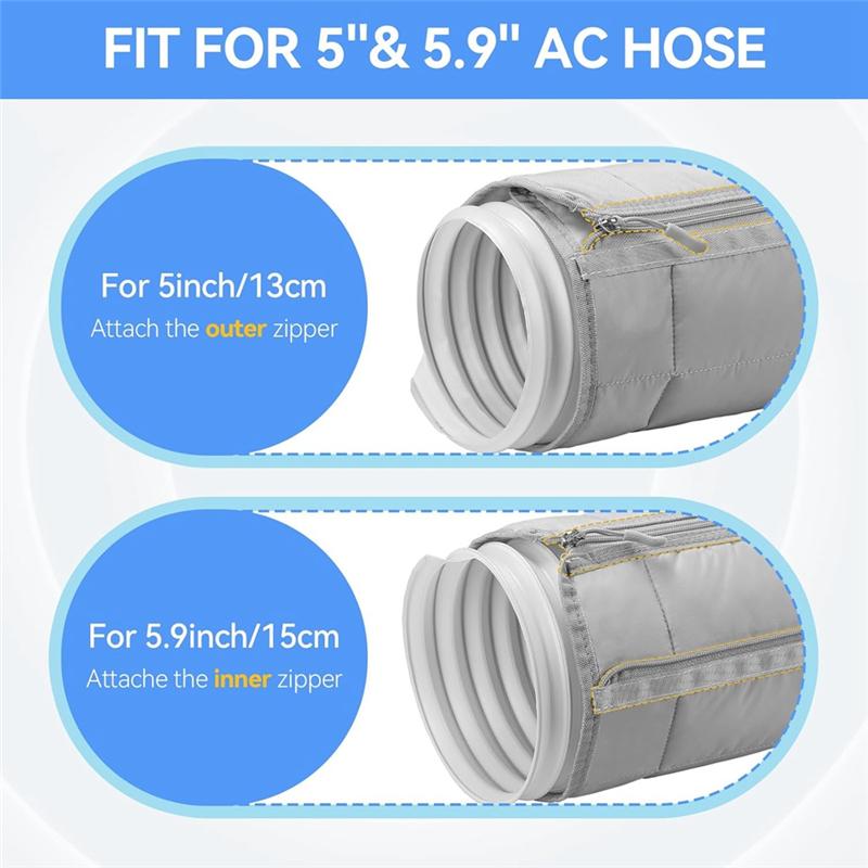 A27F-Portable Air Conditioner Hose Cover For 5" & 5.9" Diameter AC Exhaust Hoses Tube For Heat Reduction