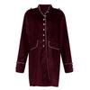 Women's Long Sleeve Warm Velvet Patchwork Button Coat Winter Warm Coat Top