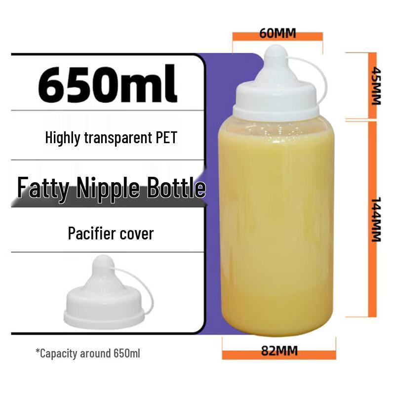 Disposable PET Chubby Nipple Milk Tea Bottles 650ml (50 Sets)