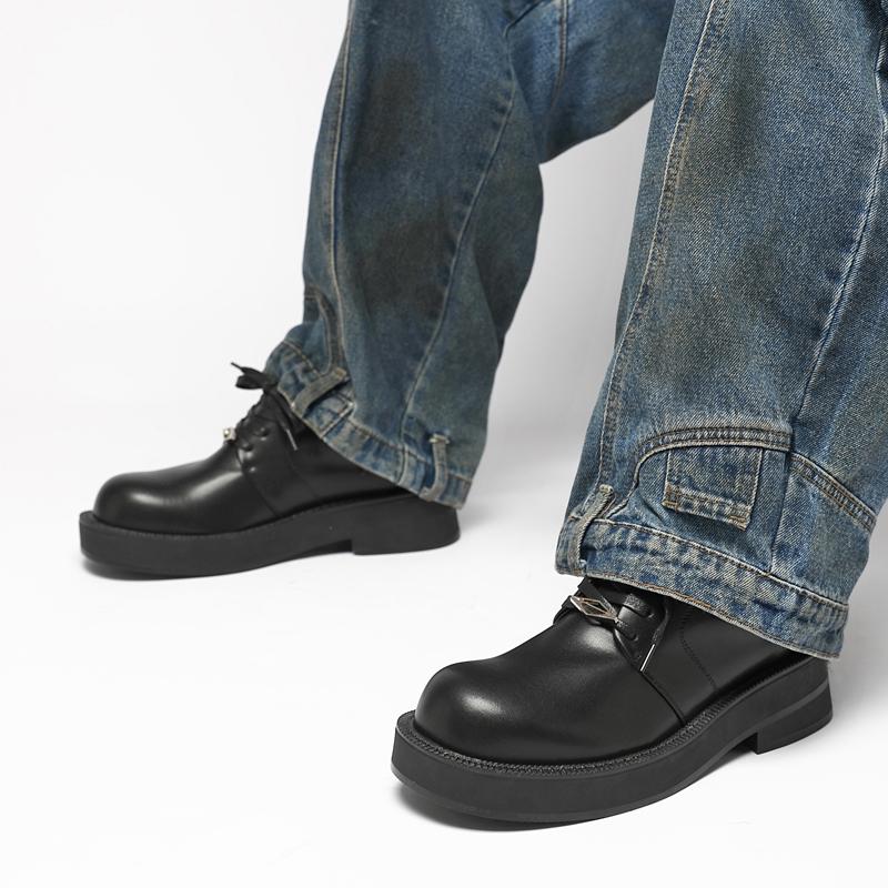 Fashion Derby thick soled men's leather shoes Minimalist Designer Style Office or leisure business Working adult shoes Black luxury