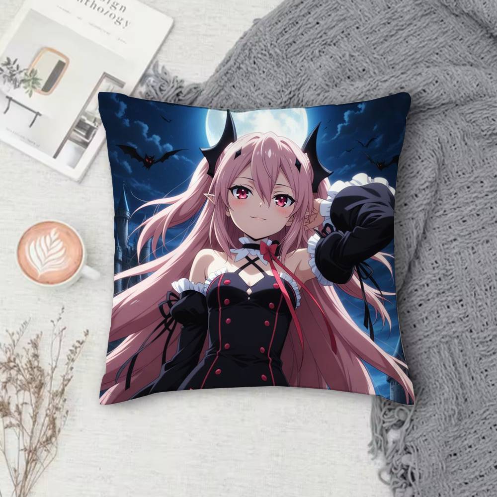 Seraph of the End Doublesided Printed Square Pillow Cover Decorative Cushion Cover for Sofa Bedroom Bedside