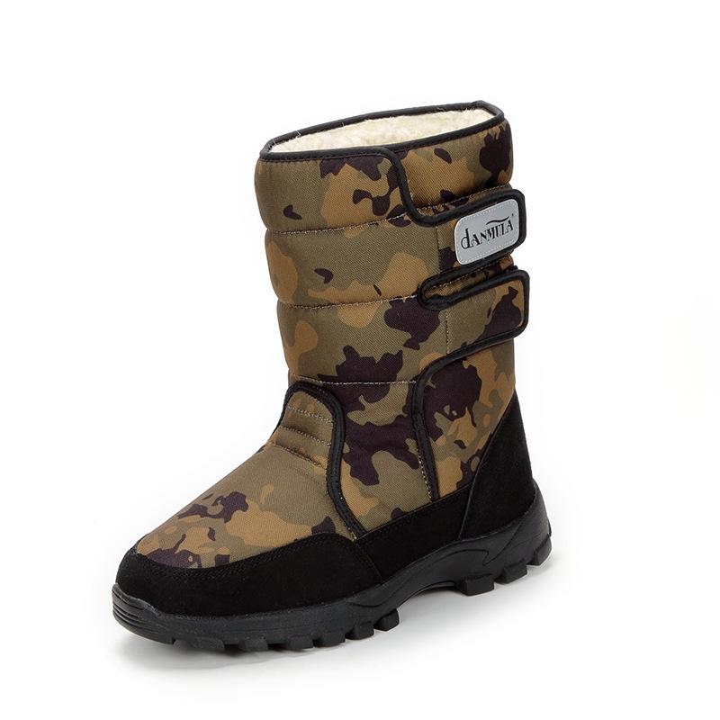 Men's and women's snow boots, black, camouflage, long hair, large size medium help 2025 retail