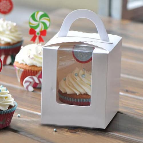 siawadeky Single Cupcake Boxes, Set of 50, with Clear Window, Mini Cake Boxes, Portable Cake Cup Boxes, Perfect for Weddings, Birthdays, Parties, Chri