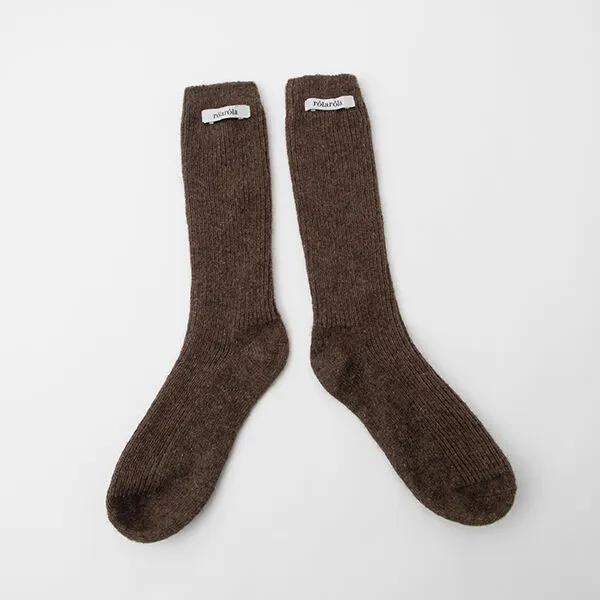 WOOL LONG SOCKS BROWN