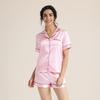 Women's Striped Solid Color Short Sleeve Pajama Set - Summer Casual Homewear
