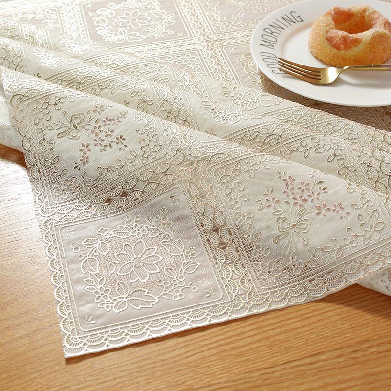 New PVC Tablecloth Waterproof and Oil Resistant Lace Tea Table Mat Tablecloth Tablecloth Bedside Table Cover Cloth