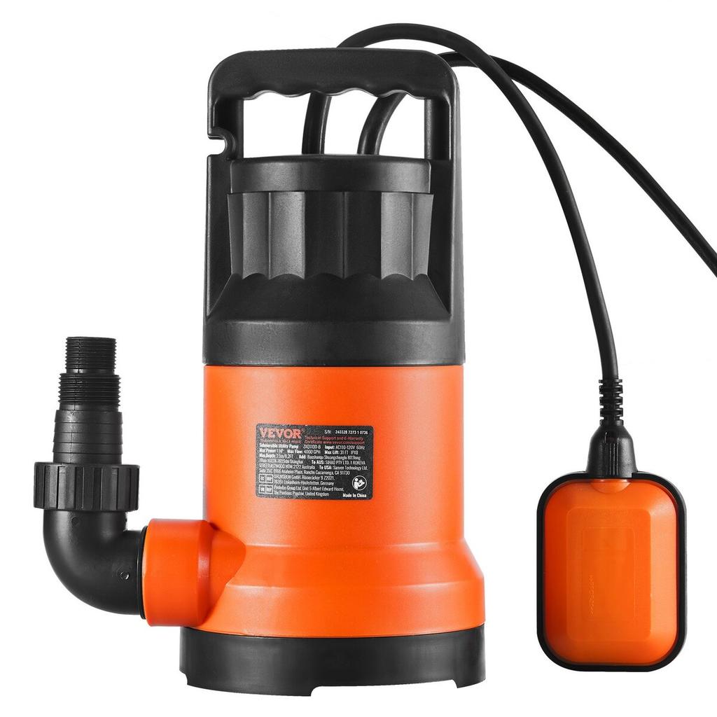 Submersible Utility Pump Sump Pump 400W 2510 GPH 26 Ft Head Water Pump