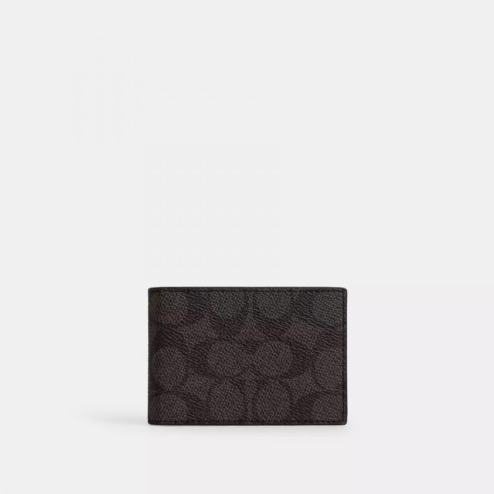 Coach Compact Billfold Wallet In Signature Canvas Canary
