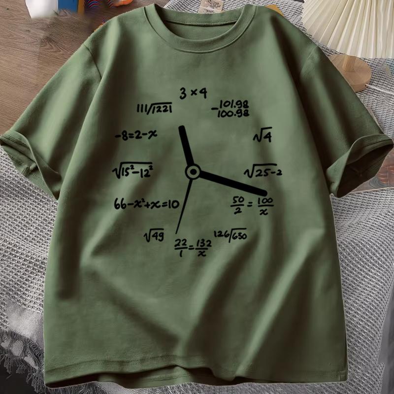 Funny Math Clock Print T Shirts Top Birthday Gifts Oneck T Shirt for Unisex Short Sleeve Tshirt Male Tops Humorous Math TShirts