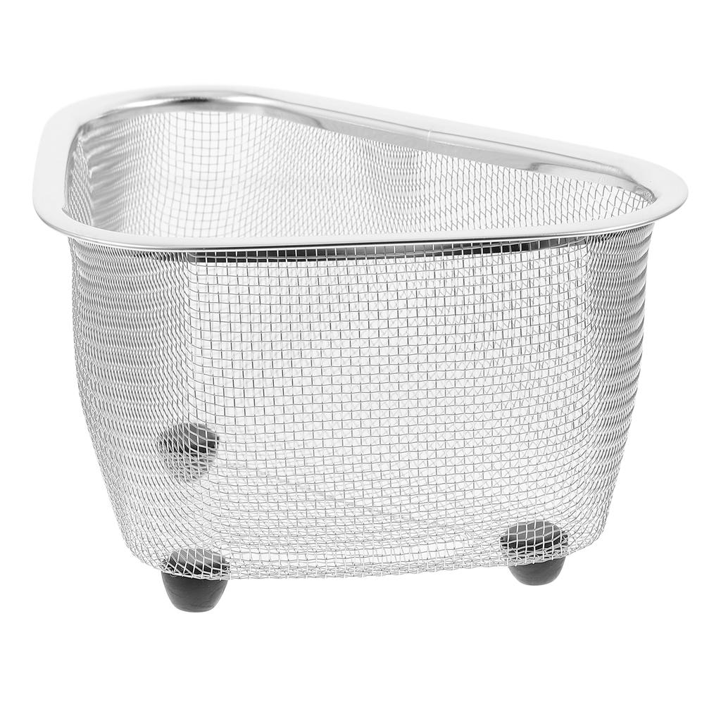 1pc Sink Triangle Drain Basket Stainless Steel Kitchen Residue Filter Net Basket Leakage Wash Vegetable Basket Storage Shelf