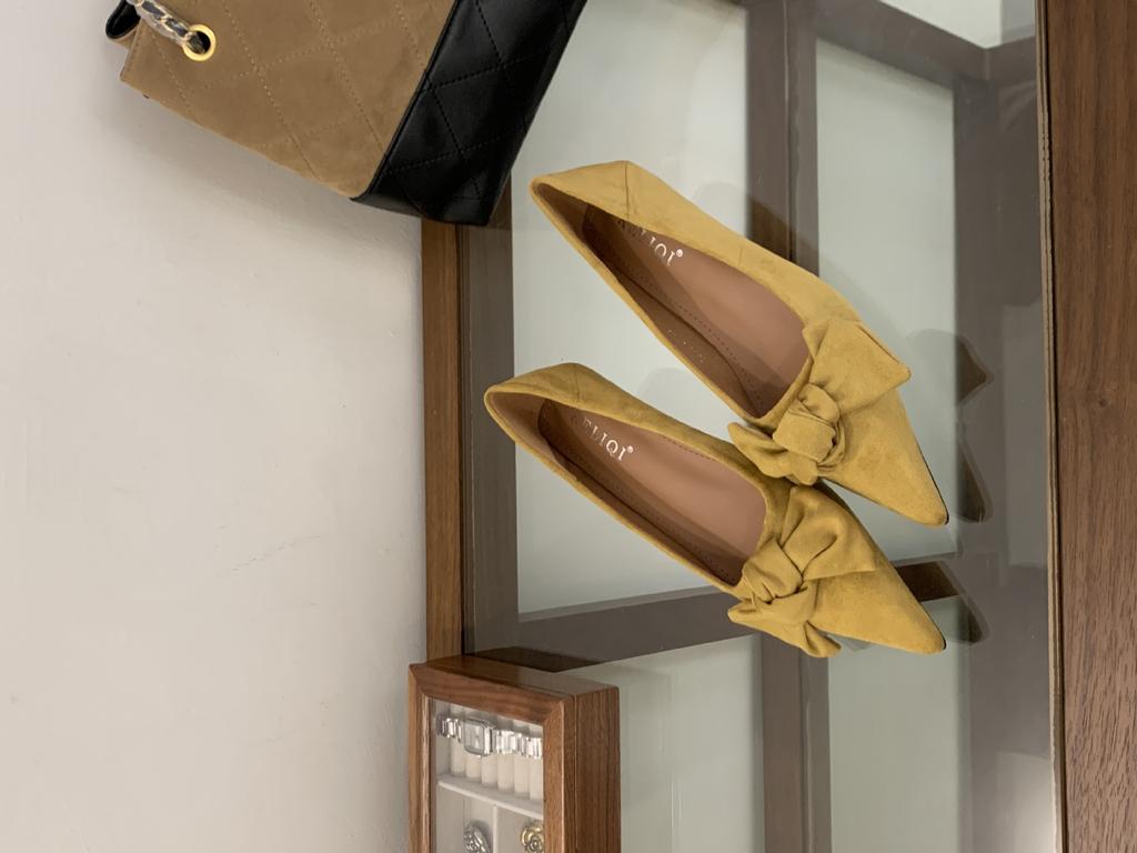 2025 New Autumn Light Mouth Suede Bow Cover Foot Commuting Soft Leather Work Women's Single Shoes