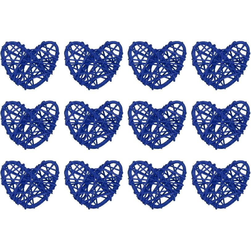 MECCANIXITY 12Pcs Heart Shaped Rattan Ball Vase Filler Natural Rattan for Valentine's Day Decoration Wedding Home Decoration Black 2 In