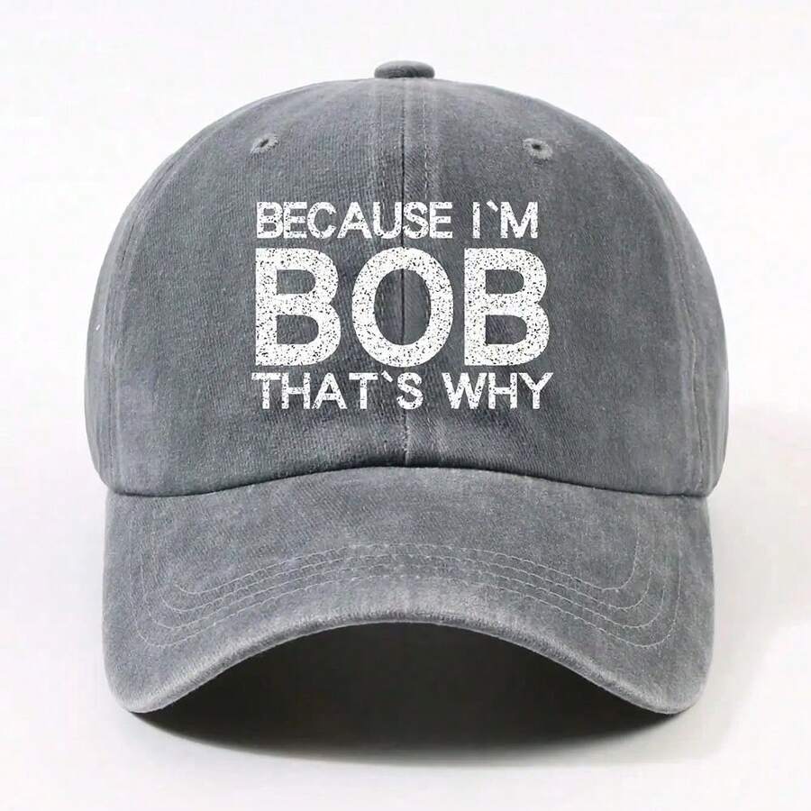 Unisex Adjustable Baseball Cap With Bob Letter Print - Lightweight Dad Hat Curved Brim Casual Outdoor Cap For Adults
