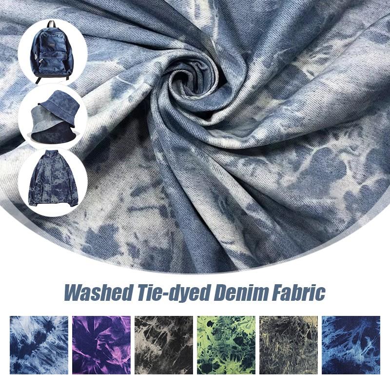 50X170CM Washed Tie-Dyed Denim Fabric DIY Sewing Thickened Cotton Cloth For Coats Clothing Washed Colorful Designer Material