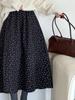 Youge Retro Floral Woolen Mid-Length Skirt with Elastic Waist 860
