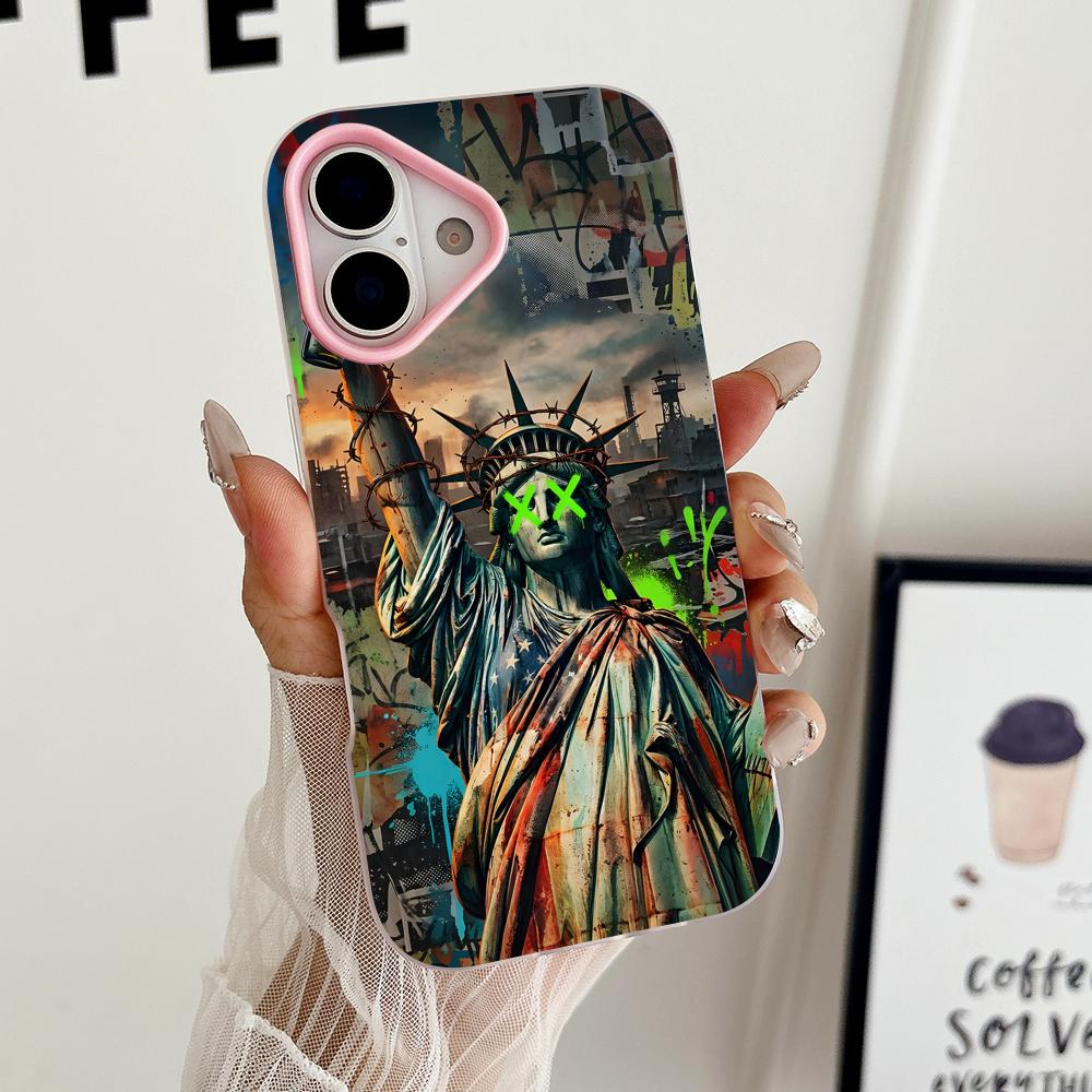 Graffiti Art Jelly Double layer Pink Mobile Phone Case for iPhone 17 16 15 14 13 12 11 Air Pro Max Plus Protective