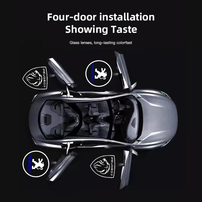 2Pcs Car Door Logo Welcome Light Laser Projector Lamp For Peugeot 407 508 2008 5008 307 308 3008 206 207 208 107 Car Accessories