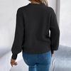 Damen Langarmpullover Rundhalsausschnitt Herz Bedruckter Strickpullover Lockerer Pullover Strickoberteil