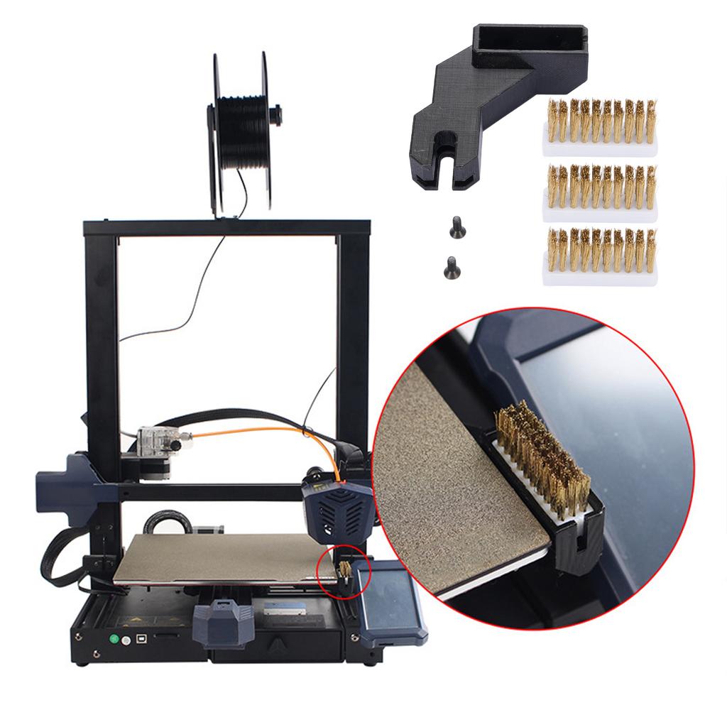 3D Printer Nozzle Brush Kit 3PCS Nozzle Brass Wiping Cleaning Tool with Mounting Parts for