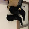 European and American Style New High-heeled Pointed-tipped Pleated Suede Piled Boots Metal Buckle Strap One-pedal Fashion Women's Boots Short Boots