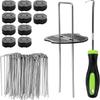 101Pcs Garden Stakes Set 50 U-Shaped Staples Pegs 50 Fixing Gaskets 1 Pick Hook