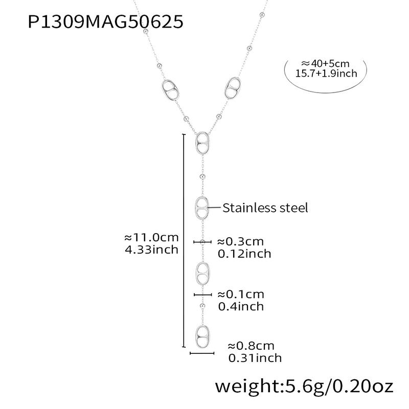 Premium Edelstahl Langes Halskettchen Trendiger Schweinenasen-Stil Y-Form Tropfen Anhänger Wasserdichte Halskette für Damen Mädchen Schmuck