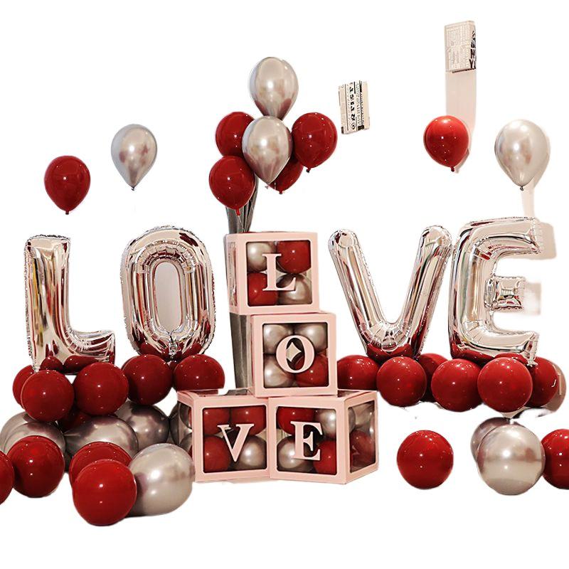 Aluminum Foil Balloon Wedding Decoration: Transparent Box Set
