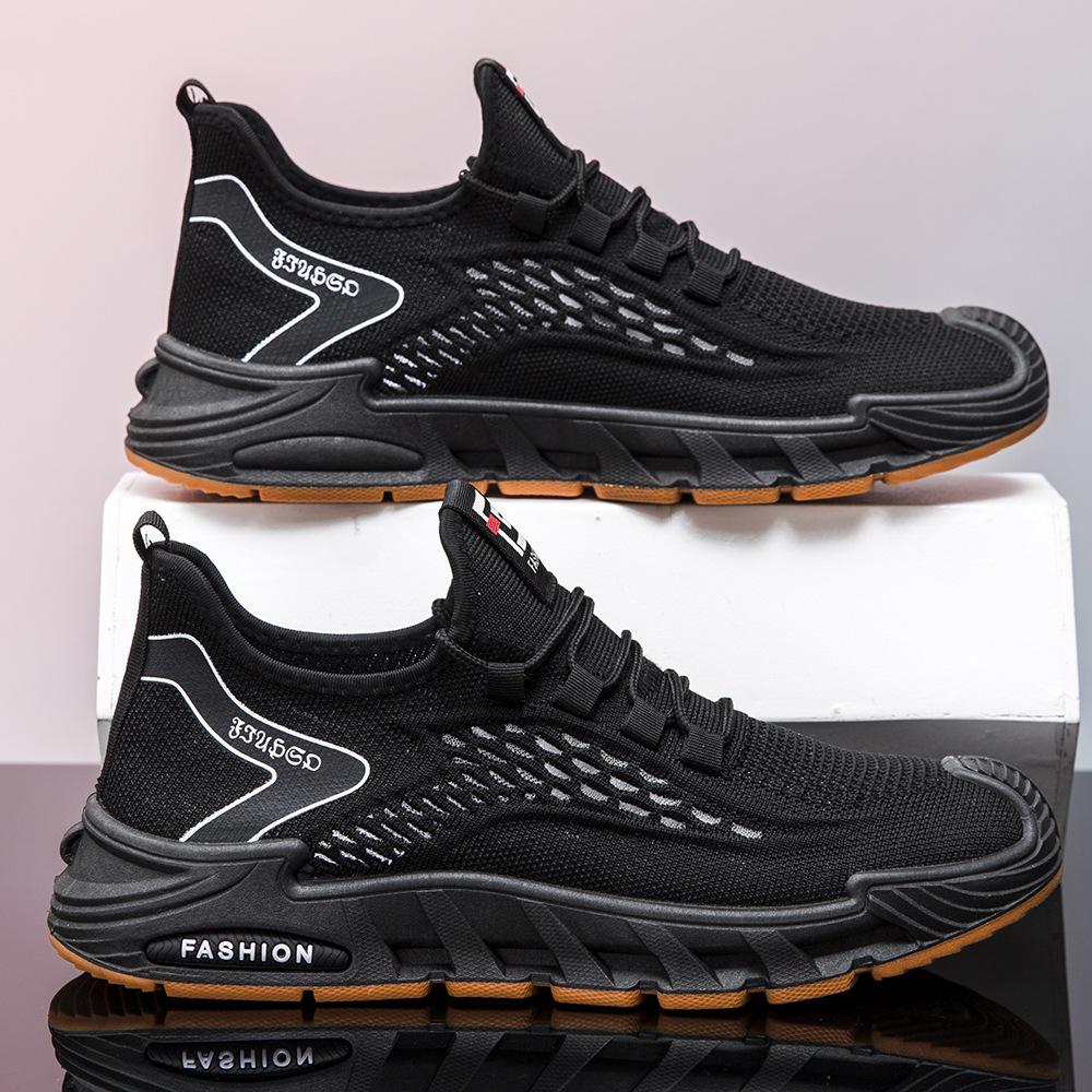 Mesh Shoes Men's 2025 New Breathable Fly-woven Sports Shoes Soft Sole Wear-resistant Casual Trendy Shoes Low-top Men's Shoes