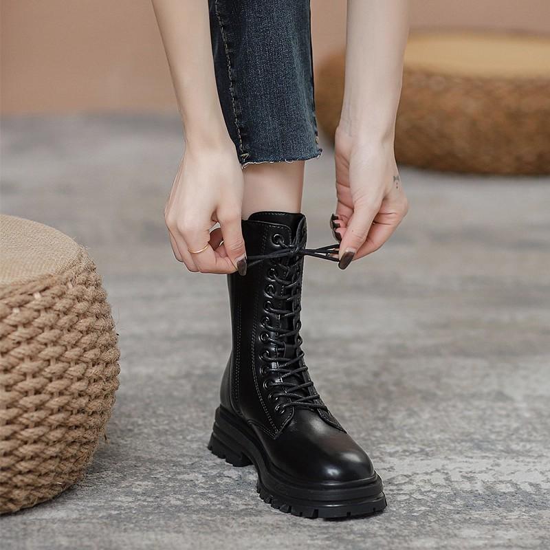 Short Boots 2026 Autumn and Winter New Item Thick Soled Versatile Brown Short Boots with Slim Midsole Single Boots