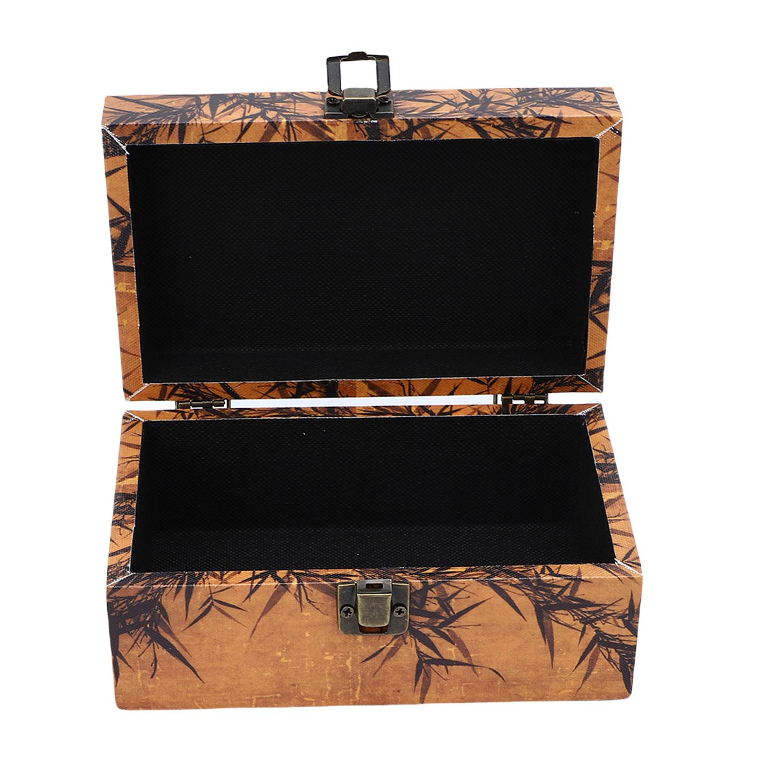 Wooden Jewelry Storage Box with Hinged Lid Decorative Jewellery   Keepsake Box for Rings Earrings Necklaces Ancient