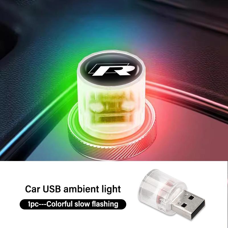 RUN1 For Volkswagen VW Colorful Car Ambient Light USB LED Atmosphere Lamp Portable Golf 4 5 6 7 Polo Jetta Sagitar Magotan Passat B5