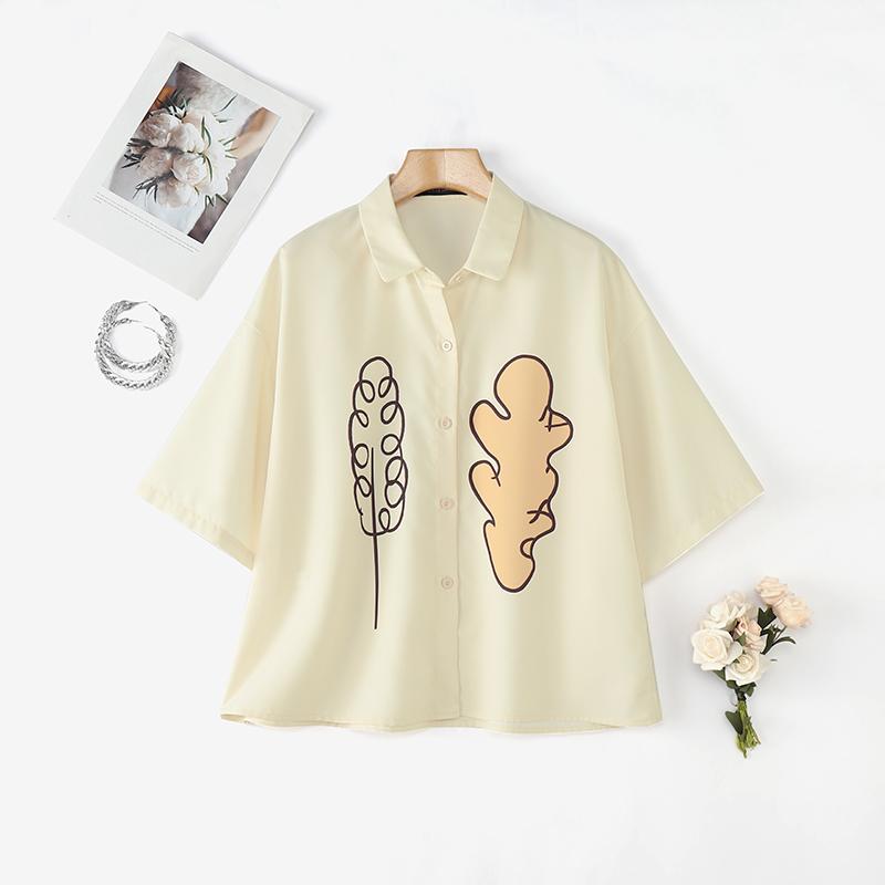 ZANZEA Women Turn Down Cillar Summer Casual Short Sleeve Print Blouse