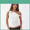 Simple Summer Casual Basic Tank Top Sleeveless Solid Color Off Shoulder Side Ruched Crop Tops Vestidos Spring Women