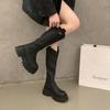 Thick Heel Thick Sole V-mouth High Heel Boots 2025 Thin But Knee Knight Boots Autumn Zipper Thin Boots