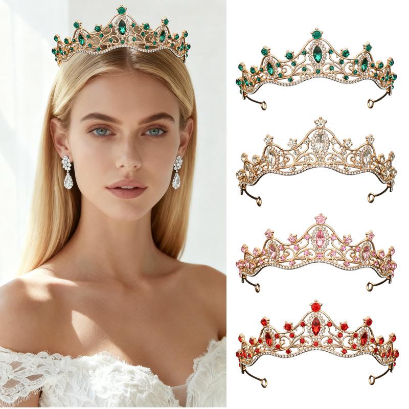 Couronne Rétro Mariée Fille Princesse Couronne d'Anniversaire Alliage Strass Bandeau Accessoires Robe de Mariée