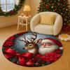 Soccer Ball Block Print Round Floor Rug, Sport‑themed Decor Mat for Study, Game‑room and Household Indoor Rest Space