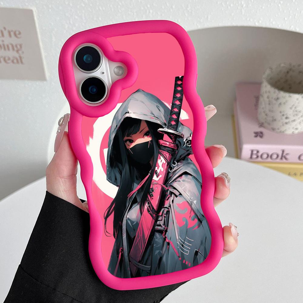 

Anime Girl Mobile Phone Case for iPhone 17 16 15 14 13 12 11 Air Pro Max Plus Wavy Edge TPU Colorful Cover Luxury Pretty iPhone 15 Plus