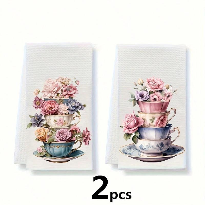 2PCS Kitchen Towels, Towel Sets, Super Absorbent Soft Cleaning Cloths, Kitchen Decoration,kitchen Essentials, Household Essentials, Cleaning Cloths