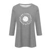 Women's Fashion Casual Round Neck 3/4 Sleeve Loose  Printed T-Shirt Ladies Top