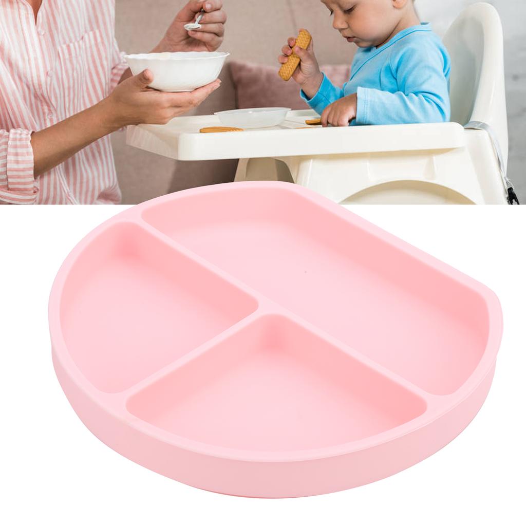 Baby Plates Silicone Divided Plate Dishwasher Microwave Washable Safe Toddlers Kids Plates