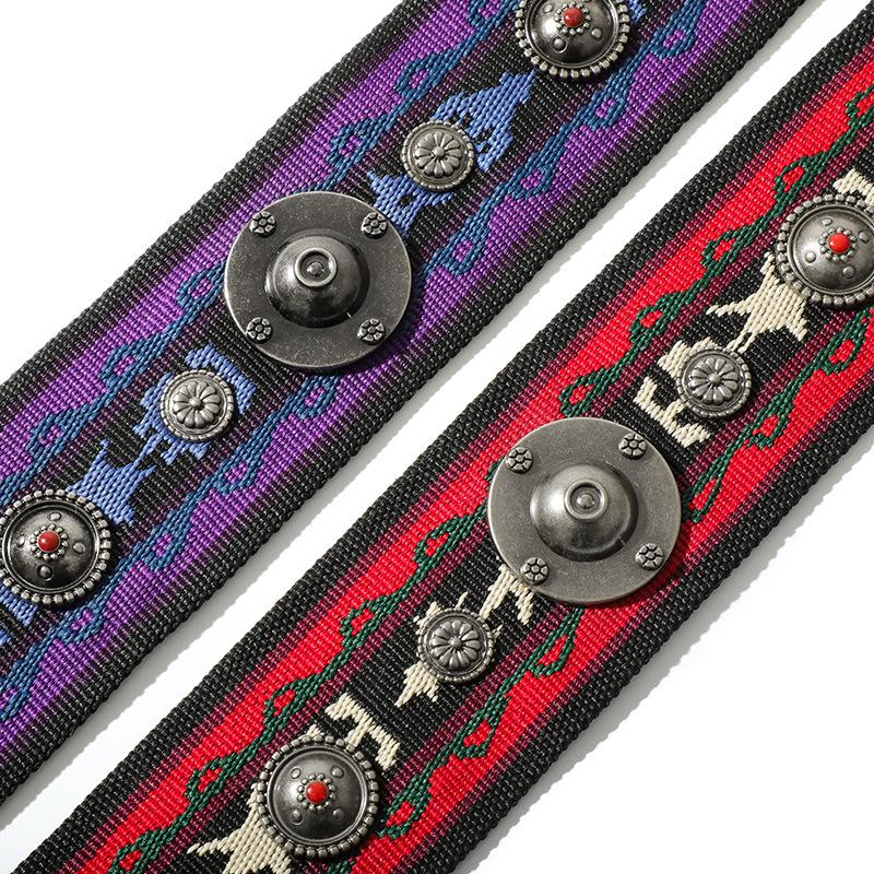 Ma Huang Shi Women's Genuine Leather Vintage Saddle Bag Strap with Rivets