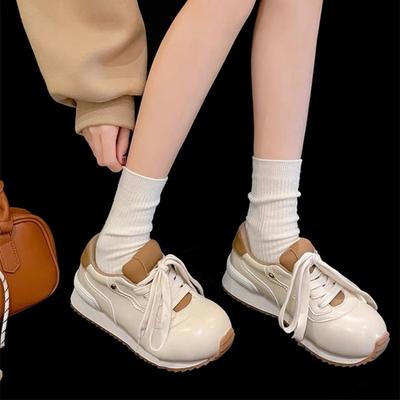 2025 Early Spring Retro Wind Big Head Shoes Women's New Thick-soled Heightening Casual Sports Shoes Versatile Casual Shoes