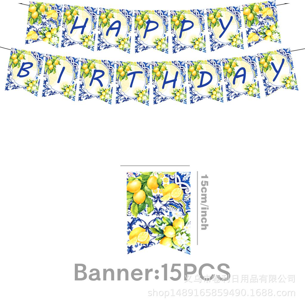 Lemon Birthday Theme Party Supplies Birthday Decoration Party Atmosphere Layout Props Tableware Banners Tablecloth