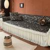 1pc Floral Jacquard Ruffle Hem Sofa Cover, Elegant Chenille Fabric, All-Season Machine Washable, Fits 1-4 Seater