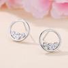 Style Hollow-out Zircon Copper-plated Stud Earrings Wedding Engagement Gift Female