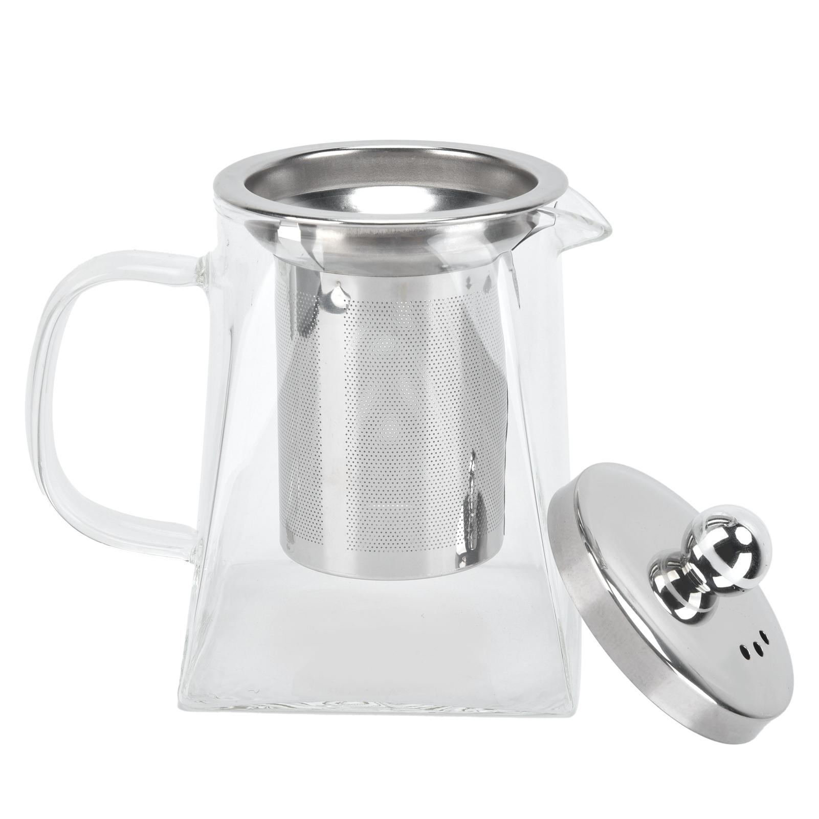 

Transparent Glass Teapot with Removable 304 Stainless Steel Filter Tea Kettle for Home Office Type 2