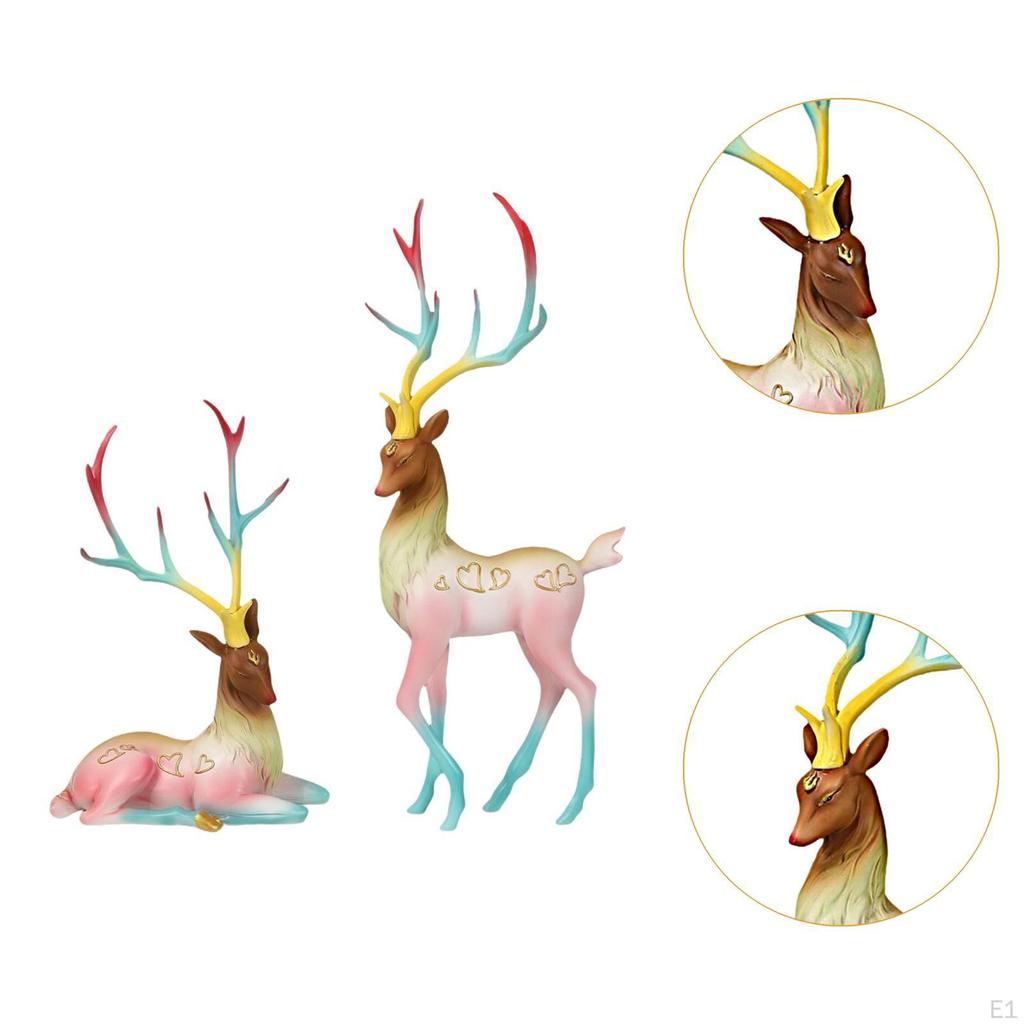 2x Reindeer Statue Elk Sculpture Home Decor Animal Deer Figurine for Office