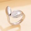 Elegant Stainless Steel Leaf Open Ring - Fashion Jewelry Gift for Friends